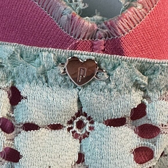 PINK Victoria's Secret Long Line Lace Bra Bralette Sleepwear SZ Large Turquoise - Picture 3 of 6